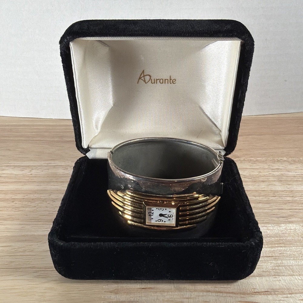 Alfred Durante Franklin Mint 1987 Cuff Watch Bracelet Vintage Needs New Battery
